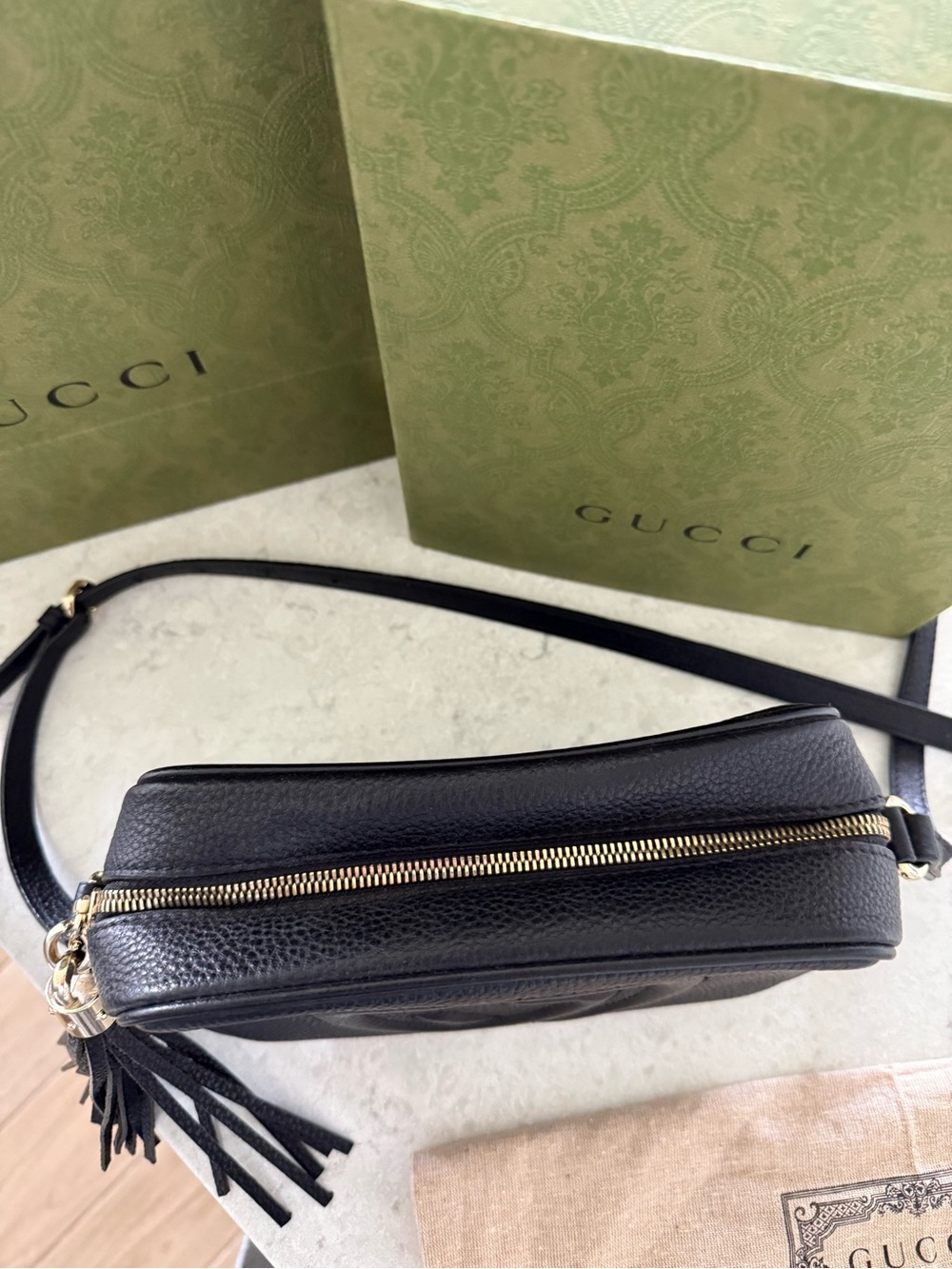 Gucci Black Soho Leather Tassel Crossbody Bag - Picture 3 of 13